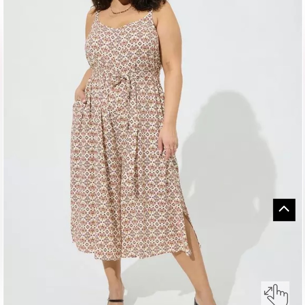 Torrid Ditsy Floral Flowy Cami Culotte Jumpsuit One Piece Pockets Waist Tie 3X